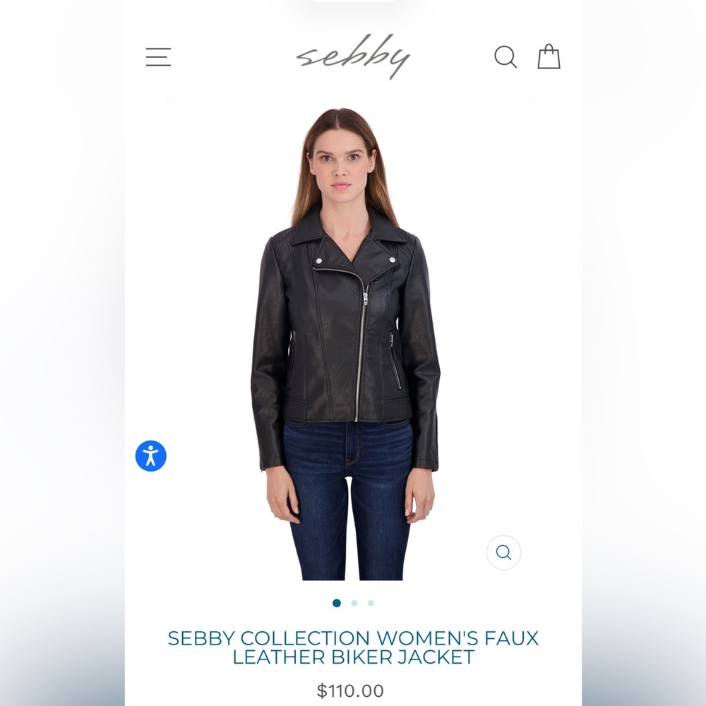 Sebby Collection XL Women's Classic Black Vegan Leather Biker Jacket